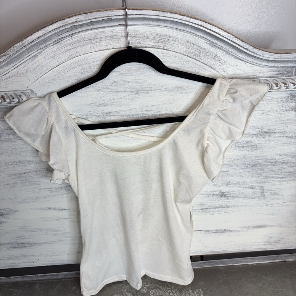 Chic White Ruffle Sleeve Top